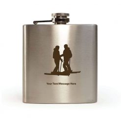 Personalised Hip Flask Couple Skiers