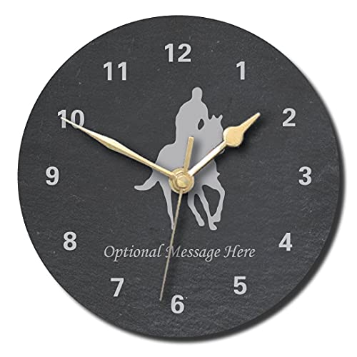 Galloping Horse Design Slate Clock - Personalised with text of your choice(La...