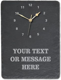 notts laser Personalised Clock - Slate Clock with text of your choice